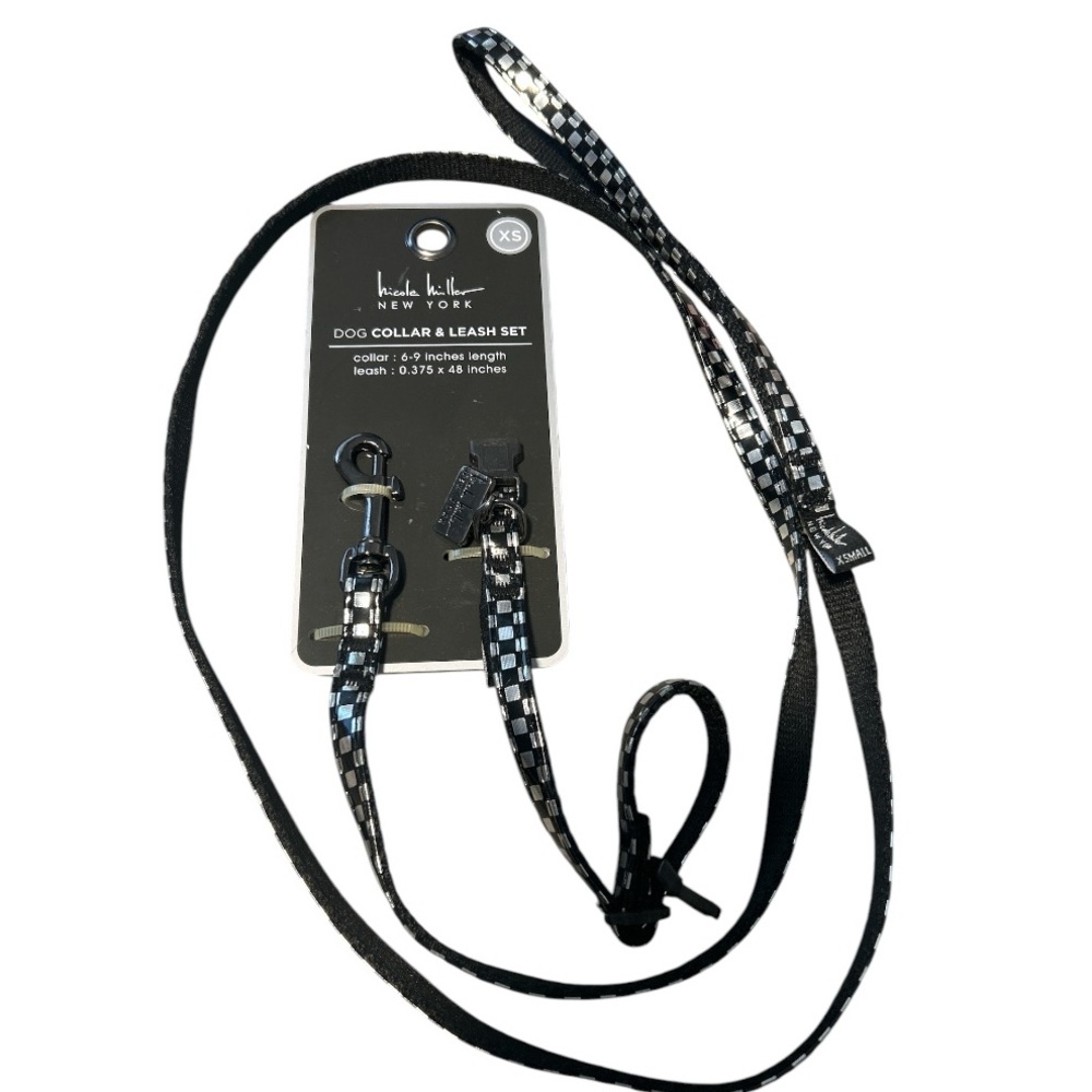 Nicole Miller Metallic dog collar and leash set size XSmall NWT